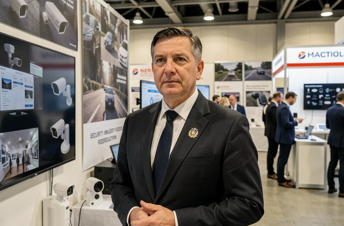Représentant de la FNMS Vidéosurveillance lors d'un salon professionnel dédié aux technologies de sécurité
