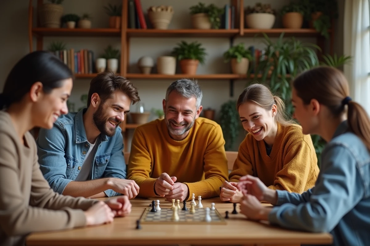 Groupe diversifié jouant à un jeu de société en famille