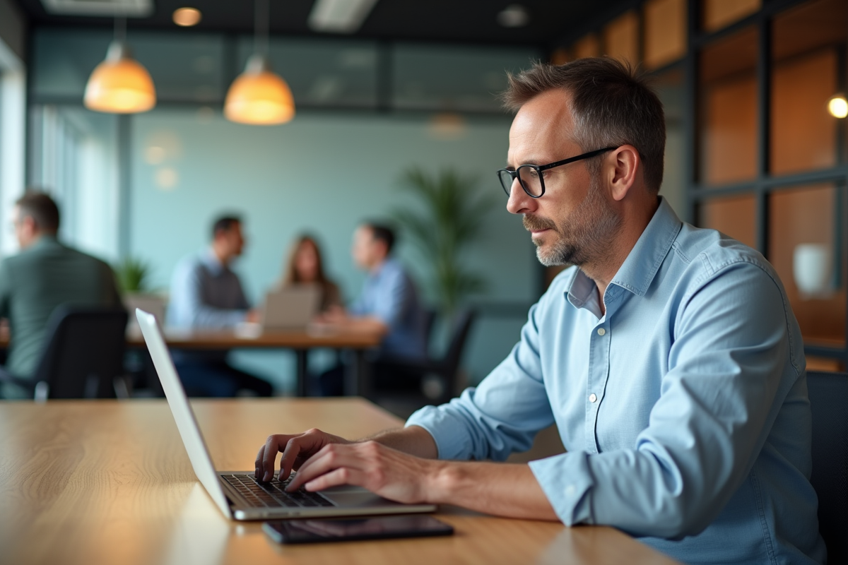 Homme utilisant une application d