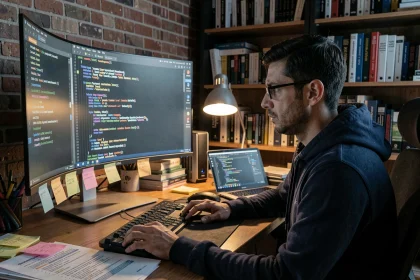 Ingénieur logiciel analysant des hachages SHA sur un terminal, identifiant des vulnérabilités cryptographiques en production