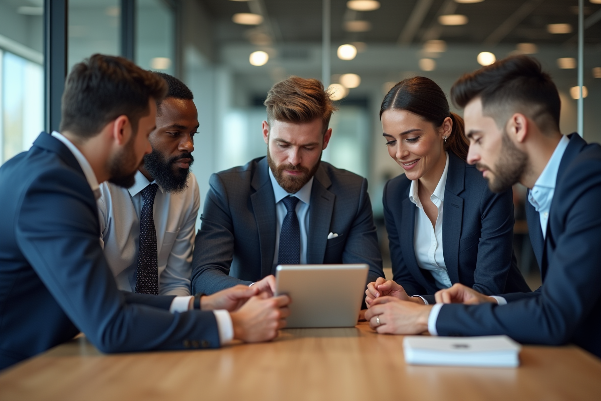 Groupe de professionnels analysant des données lors d